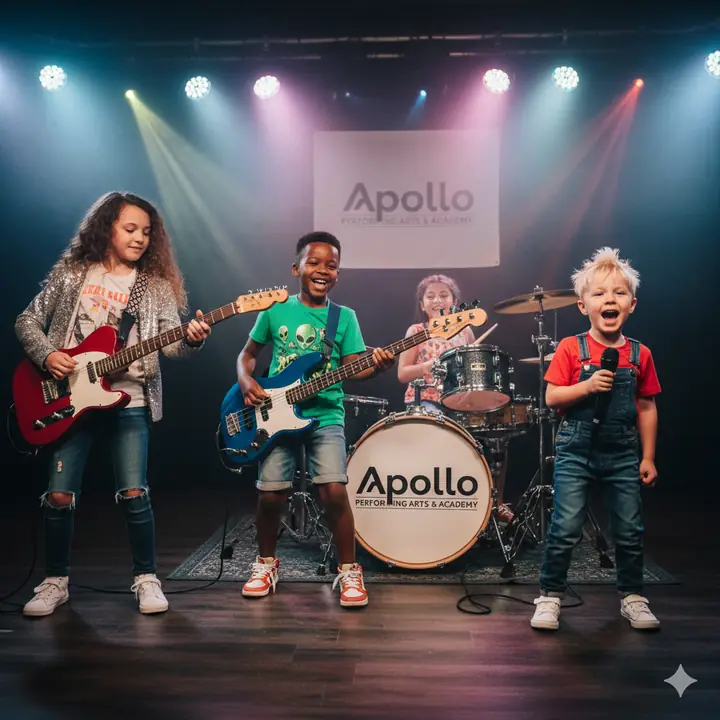 Student band performing on stage