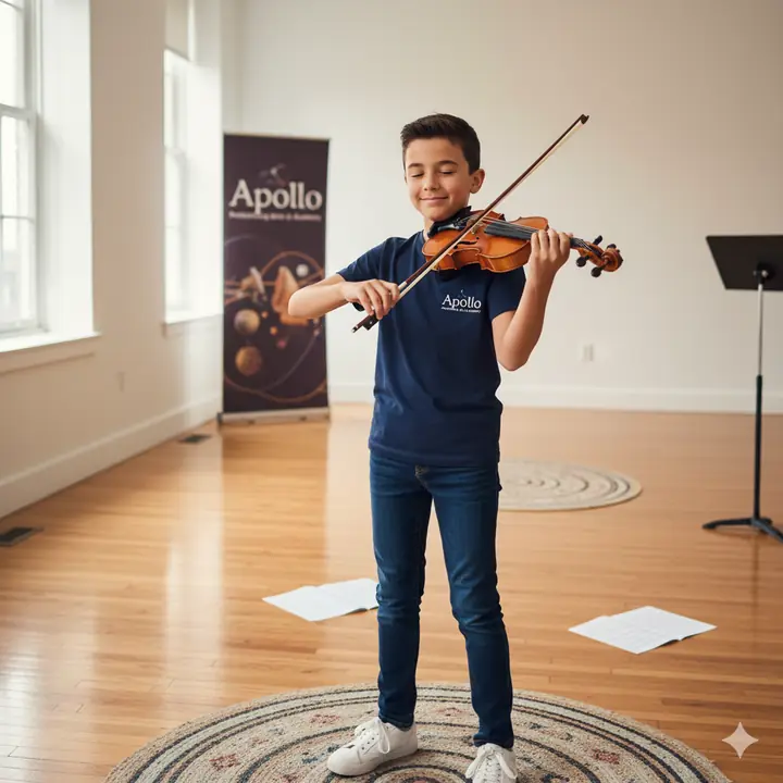 Student playing the violin