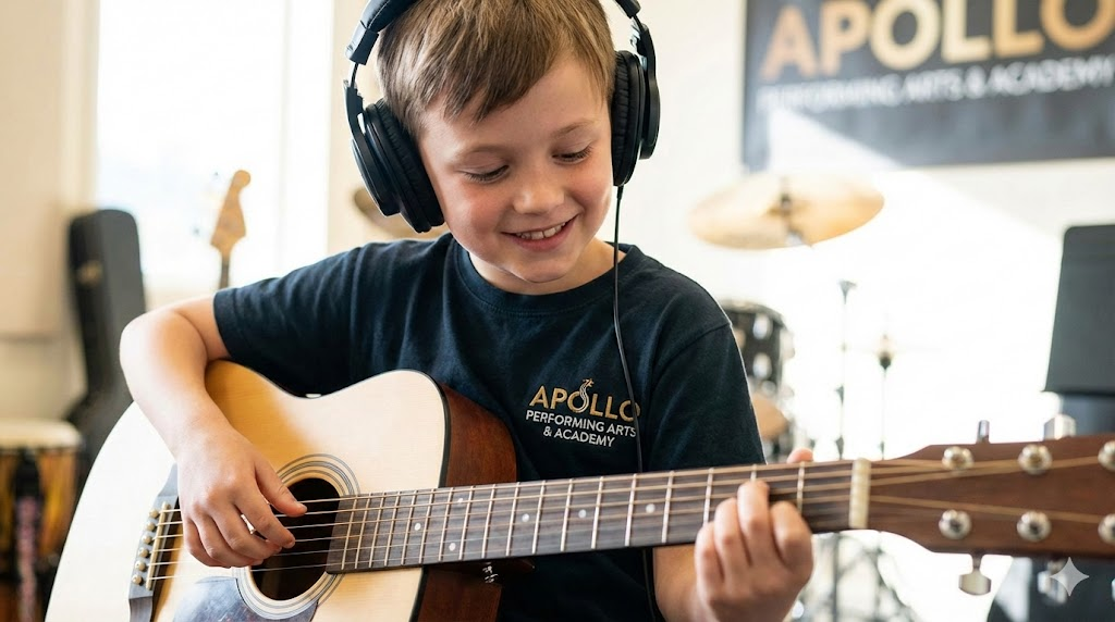Professional Guitar lessons for kids and adults at Apollo Performing Arts Prosper TX